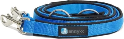 AnnyX verstelbare Hondenriem - FUN - Blauw/Zwart - Lengte 3 meter - 2,5cm breed - politielijn - Trainingslijn - Voor middelgrote tot grote (sterke) honden