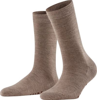 FALKE Softmerino eenkleurig wol katoen sokken dames bruin - maat 39-40