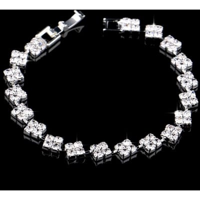 Mode Veelzijdig Glanzend Strass Vierkante Armband Elegant Lief Eenvoudig Bruids Handjuweel, Bruiloft