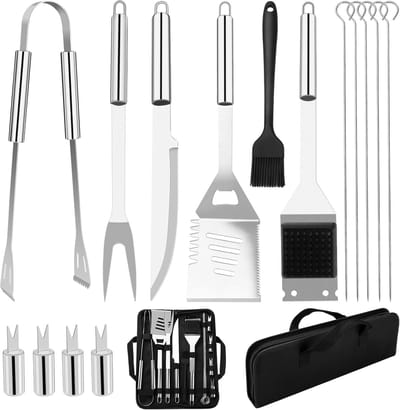 Barbecuebestekset 15 Stuks – Roestvrij Stalen Grillaccessoires met Draagbare Opbergset