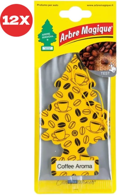 12 stuks Koffie Aroma Arbre Magique Geurboom luchtverfrisser voor in de auto Coffee Aroma – Car Parfum – Geurboompje – Geurbooster – Wonderboom – Geurverfrisser – Nieuwe Auto – Autogeur – Autoparfum – Geurblad