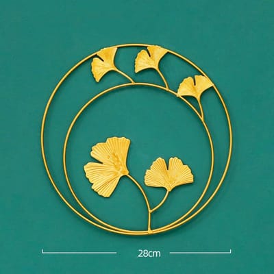 Decoratieve Wandhanger Decor Rond Goudkleurig Licht Luxe Blad Wandornament voor Thuis Ginkgo Biloba Dubbel Rond blue