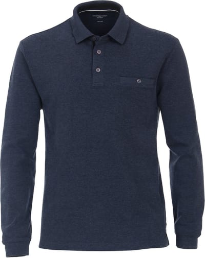 Casa Moda Polo LS Donkerblauw - Maat 6XL - Heren - Longsleeve polo