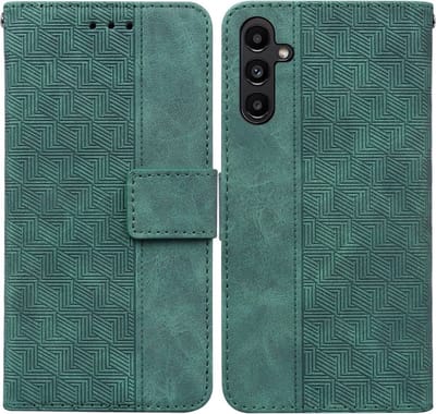 Coverup Hoesje - Geschikt voor Samsung Galaxy A25 Hoesje - Coverup Geometric Book Case - Groen