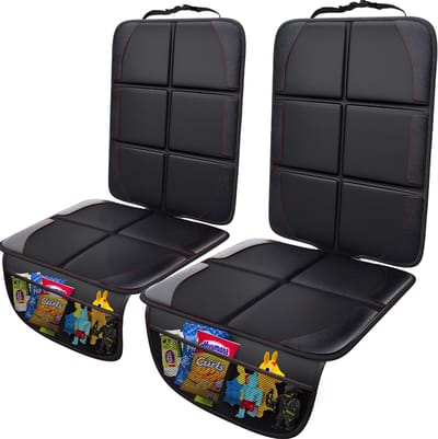 KAD® Autostoelbeschermer - 2 Stuks - Autostoel Beschermer Antislip - Voorstoelbeschermer - Zwart - 26cm x 24cm x 11cm