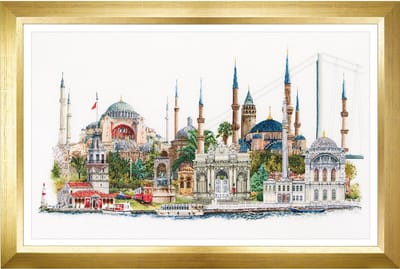 Thea Gouverneur - Borduurpakket met telpatroon - 479 - Voorgesorteerde DMC Garens - Istanbul - Linnen - 79 cm x 50 cm - DIY Kit