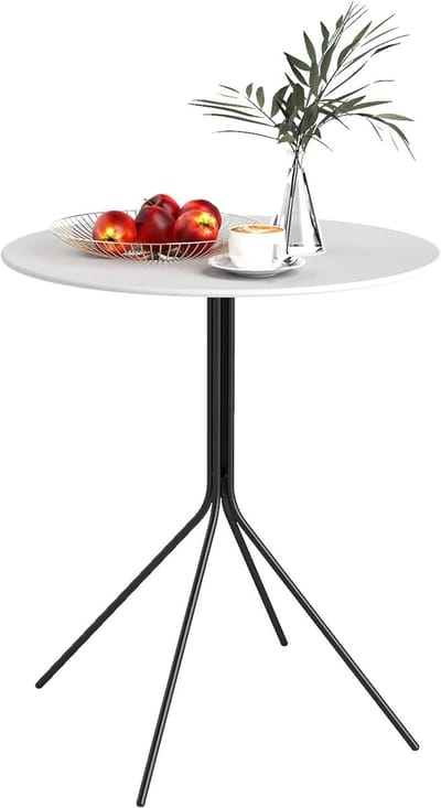 Tuintafel Rond - Terrastafel Balkontafel - Buiten Eten - Stalen Frame Gepoedercoat - Ø 60 cm - Donkergrijs