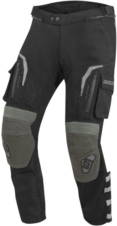 Bogotto Explorer-Z Waterdichte Zwart Groen Leren / Textiele Motorbroek - Broek