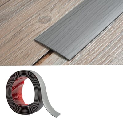 Zelfklevend Vloerovergangsprofiel, 5 cm Breed, 2mm Dik, Grijs Houtnerf Patroon - Deurdrempel, Vinyl Overgang, Laminaat Strips - 2m Lang