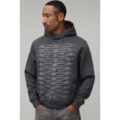 Antraciet Regular Napoleon Print Hoodie | Charcoal | Size Large