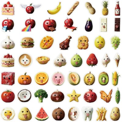 53 Stuks Abstracte Kunststijl Voedsel-Thema Stickers - Unieke Decals Voor Notitieboekje Diy Knutsel Decoratie Sticker Verhaal Winkel