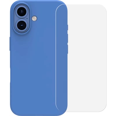 BlueBuilt Back Cover iPhone 16 Blauw + Screenprotector Glas