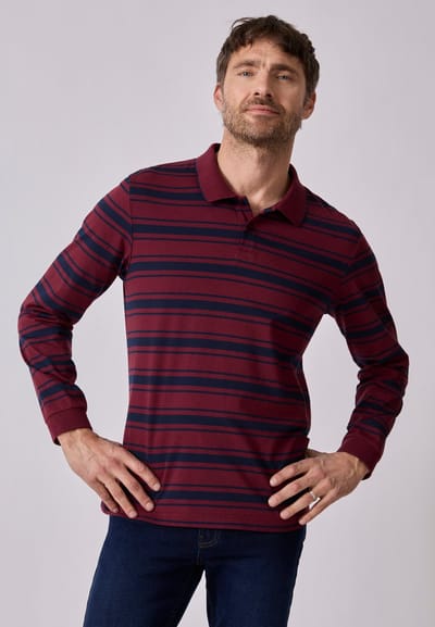 Damart - Poloshirt met lange mouwen van jerseytricot - Heren - Rood - (86-93) S