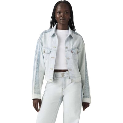 Levi's Dames Gestreepte Katoenen Denim Trucker Jacket (Blauw)