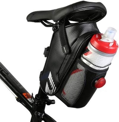 Waterdichte Fietszadel Tas met Fleshouder en Grote Achterlicht, Ideaal voor Fietsers en Tochten