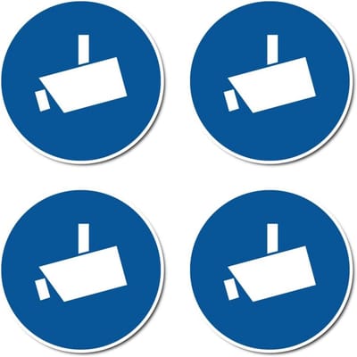 Camerabewaking Stickers (4 Stuks) - Veiligheidsmarkering Ø 7.5 cm - Conform ISO 7010
