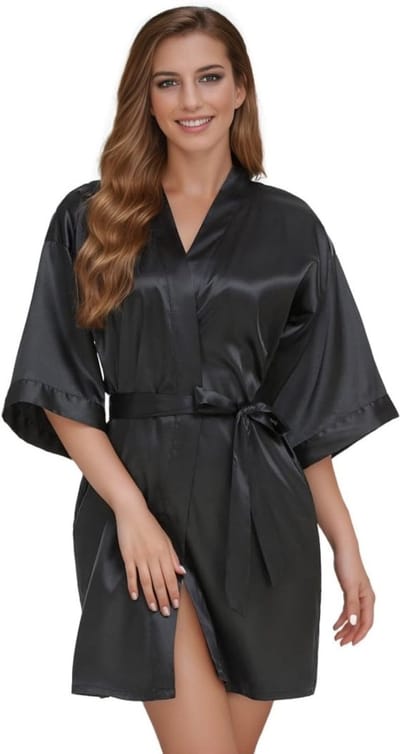 Dailygoody - Satijnen kimono-badjas - Luxe ochtendjas - Korte mouwen - Ademend en comfortabel - Perfect voor loungewear - Ideaal voor spa en hotel