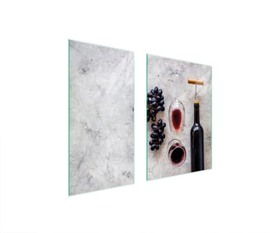 TMK ArtDeko - Snijplank - Glas - 75x52cm - Bescherming - Wijnmotief