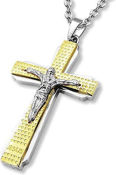 Amanto Ketting Djair Duo - 316L Staal - Kruis - 59x34mm - 60cm