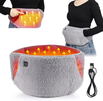 3 in 1 Heating Waist Belt Verwarmde Rugband Oplaadbaar Warmteband Elektrisch Warmtekussen Voor Rug Buik Taille Infrarood Rood Licht Therapie Snelle Verwarming 4 Timer Instellingen 9 Temperaturen USB Voeding 3 Temperatuurstanden Draagbare Handwarmer