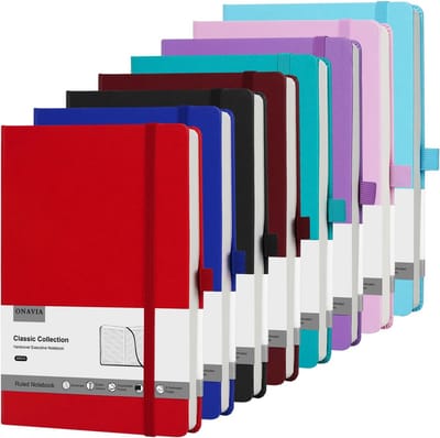 Notitieboek A5 Hardcover Gelijnd 160 Pagina's 100 g/m2 Papier Tabbladen Elastische Sluitband Vouwzak 8 Stuks Multicoloured