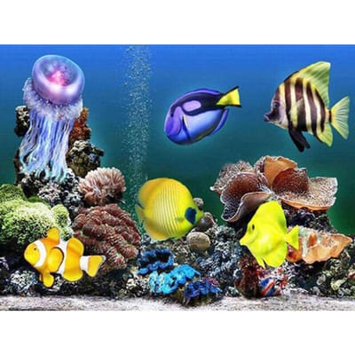Peinture diamant 5D à faire soi-même, broderie complète au point de croix, paysage d'aquarium 20X30CM blue