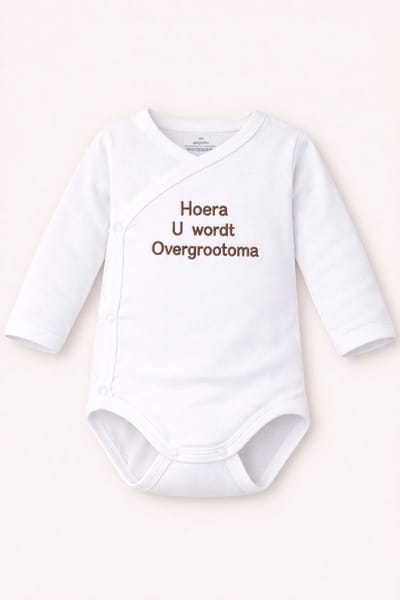 Romper zwangerschapsaankondiging – Hoera je wordt overgrootoma – Baby romper aankondiging zwangerschap – Cadeau voor overgrootoma – Unisex babykleding - omslagromper - 100% katoen - baby aankondiging - originele zwangerschaps reveal
