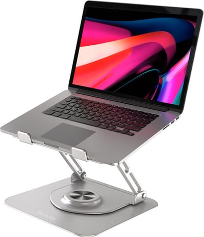 Thredo Aluminium Laptop Standaard/Houder - Verstelbaar en 360º Draaibaar - Macbook/Laptop/Tablet 10-17" Inch - Zilver / Silver