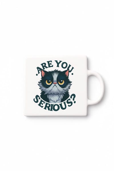 Grappige Serieuze Kat Keramische Tegel – Are You Serious Grumpy Cat Quote Decoratieve Cadeau Tegel voor Kattenliefhebbers