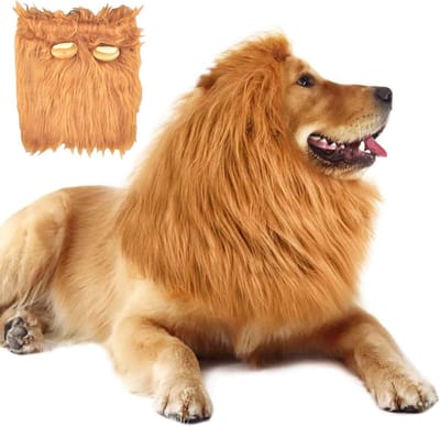 Realistische Leeuwenmanen Kostuum voor Honden - Verstelbare Halloween Outfit voor Huisdieren, Perfect voor Feestjes en Verkleedpartijen (Lichtbruin)