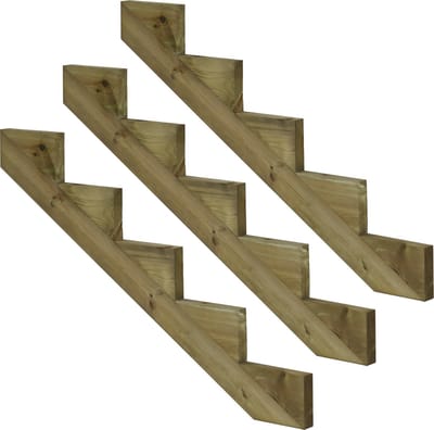 Set van 3 stuks: Trapbalk 5 treden geïmpregneerd hout voor tuintrap