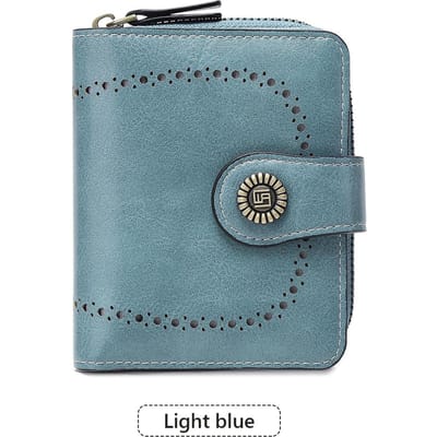Portefeuille court rétro à deux volets pour femmes, porte-cartes, multi-emplacements pour cartes, porte-monnaie à fermeture éclair, boucle en cuir PU, mini pochette, petit portefeuille gray