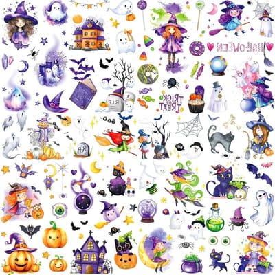 Solidchoice - 12 Bladen Halloween Glitter Tatoeages voor Kinderen