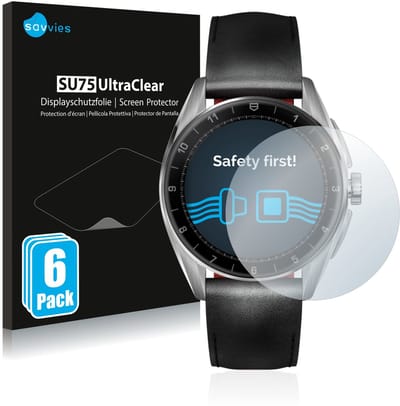 Savvies - Screenprotector voor TAG Heuer Connected Calibre E4 (42 mm) - Folie Beschermfolie transparant 6 Stuks