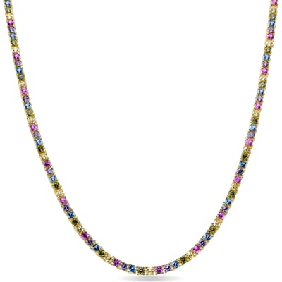 Luxenter Ketting van 925 sterling zilver en veelkleurige zirkonia met 18-karaats geelgoud afwerking - Tahu