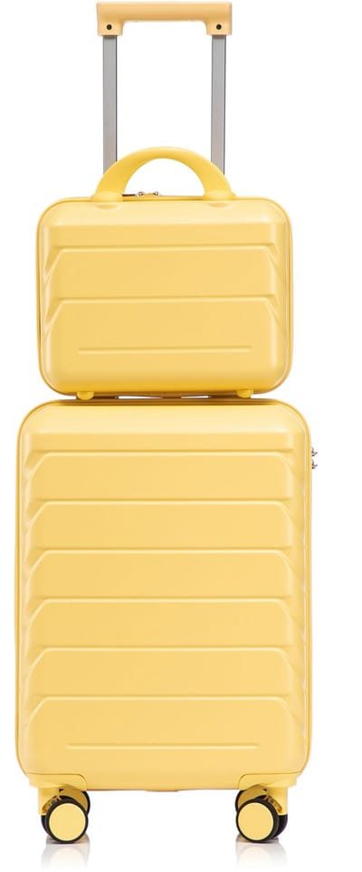 Kofferset - Handbagage Koffer - Hardcase Koffer - Koffer Geel - Waterdicht - Krasbestendig - ABS Materiaal - 360 Graden Wielen - Weekendje Weg - 19 Inch - 2-Delig - Geel
