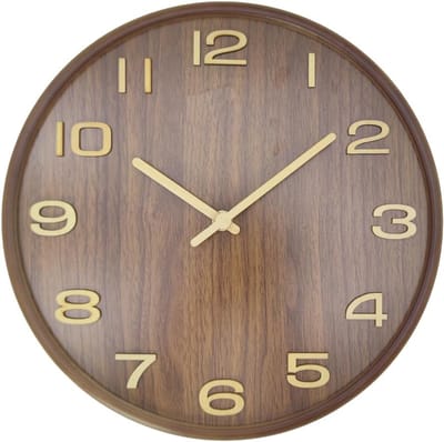 Wandklok - Klok - Premium Houten Wandklok - Modern Klassiek Ontwerp - Woonkamer Klok - Donkere houtkleur - 30 cm - 1 stuk