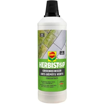 Herbistop Groenreiniger Concentrate - tegen groene aanslag - op terrassen, muren, tegels, daken, tuinmeubelen, ... - fles 1L (200 m²)