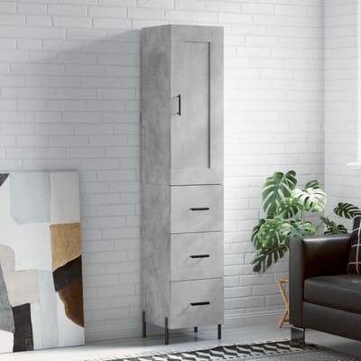 vidaXL - Hoge - kast - 34,5x34x180 - cm - bewerkt - hout - betongrijs