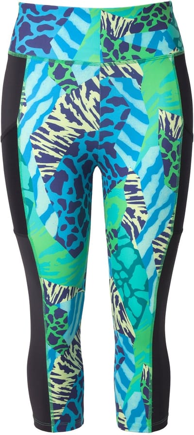 Ulla Popken - Dames - Caprilegging dierpatroon elastische tailleband gerecycled - Mintgroen - Maat 50+