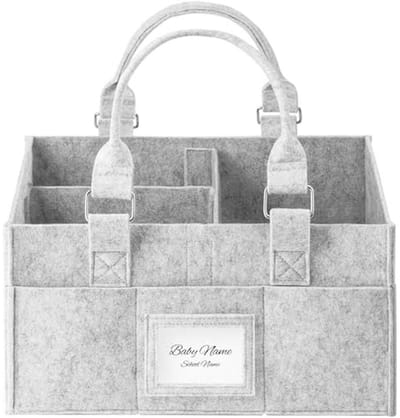 Luier Caddy Organizer voor Pasgeborenen met Handvat en Fotolijst - Opvouwbare Babymand Grijs 30 x 16 x 22,9 cm