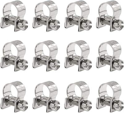 12 stuks mini slangklemmen voor brandstofinjectieslangen, verstelbare buisklemmen, set 9-11 mm (11/32"-7/16" Diameter)