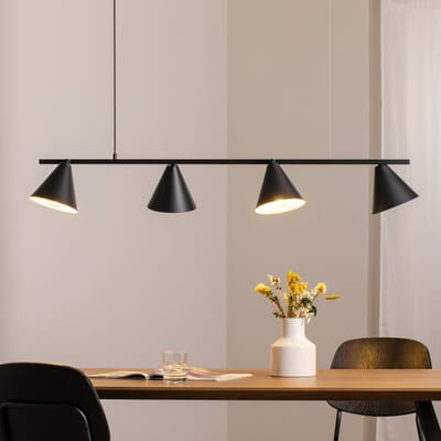 ALDEX Hanglamp Form 4, zwart, metaal, 4-lamps, kegelvormig, E27