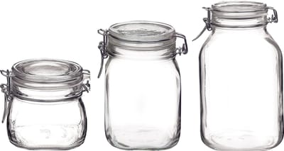 Rocco Bormioli - Weckpot set - Fido - 0,5 L, 1 L & 1,5 L - Glas - Weckpotten - 3 stuks