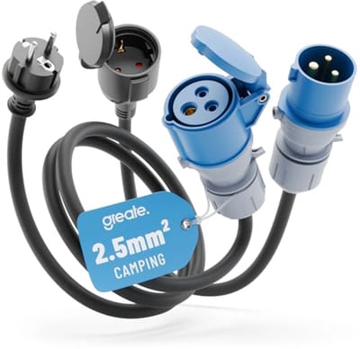 CEE-adapterset voor camping - Schuko en CEE-koppelingen voor 230V stroom