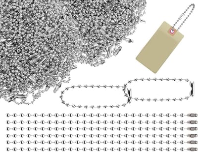 100 stuks kogelkettingen, parelketting, hangende ketting van metaal, kogelketting van metaal, handgemaakte kralen met hangers met stekkers, voor het maken van sieraden (zilver, 2,4 mm)
