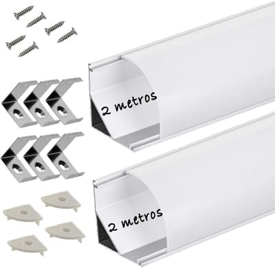 Aluminium profiel 2 meter 90 graden hoek voor ledstrips met diffuser