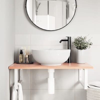 vidaXL - Badkamer - wandschap - staal - en - massief - eikenhout