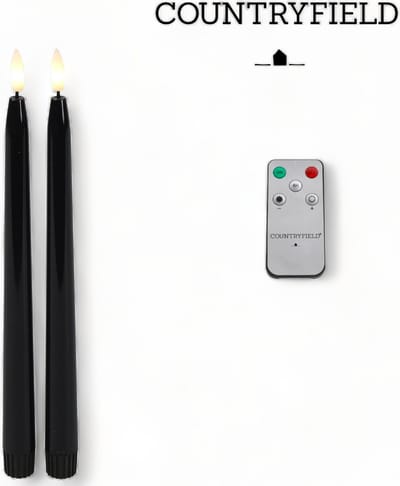 Countryfield Led dinerkaarsen - 2x st- zwart -H28 cm - afstandsbediening