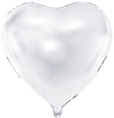 Folieballon Hart Metallic Wit - 45 cm